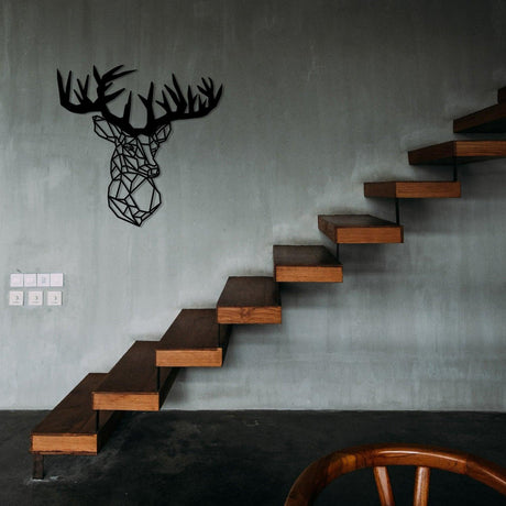 Accesoriu metal decorativ de perete Deer Metal Decor, Negru, 1x49x50 cm