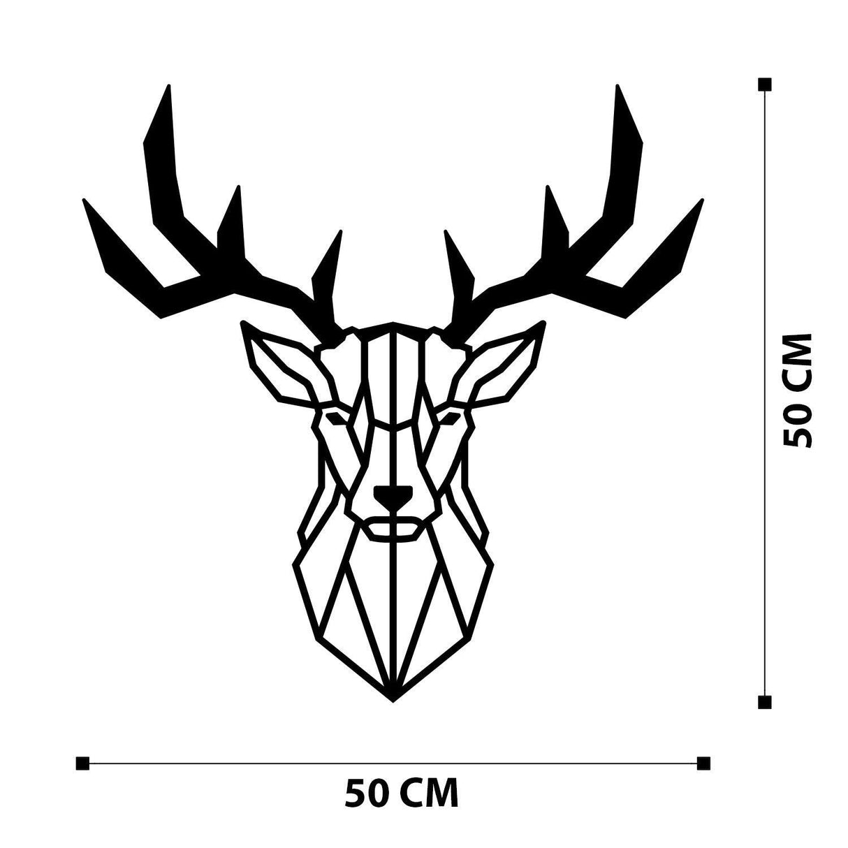 Accesoriu metal decorativ de perete Deer2 Metal Decor, Negru, 1x51x51 cm