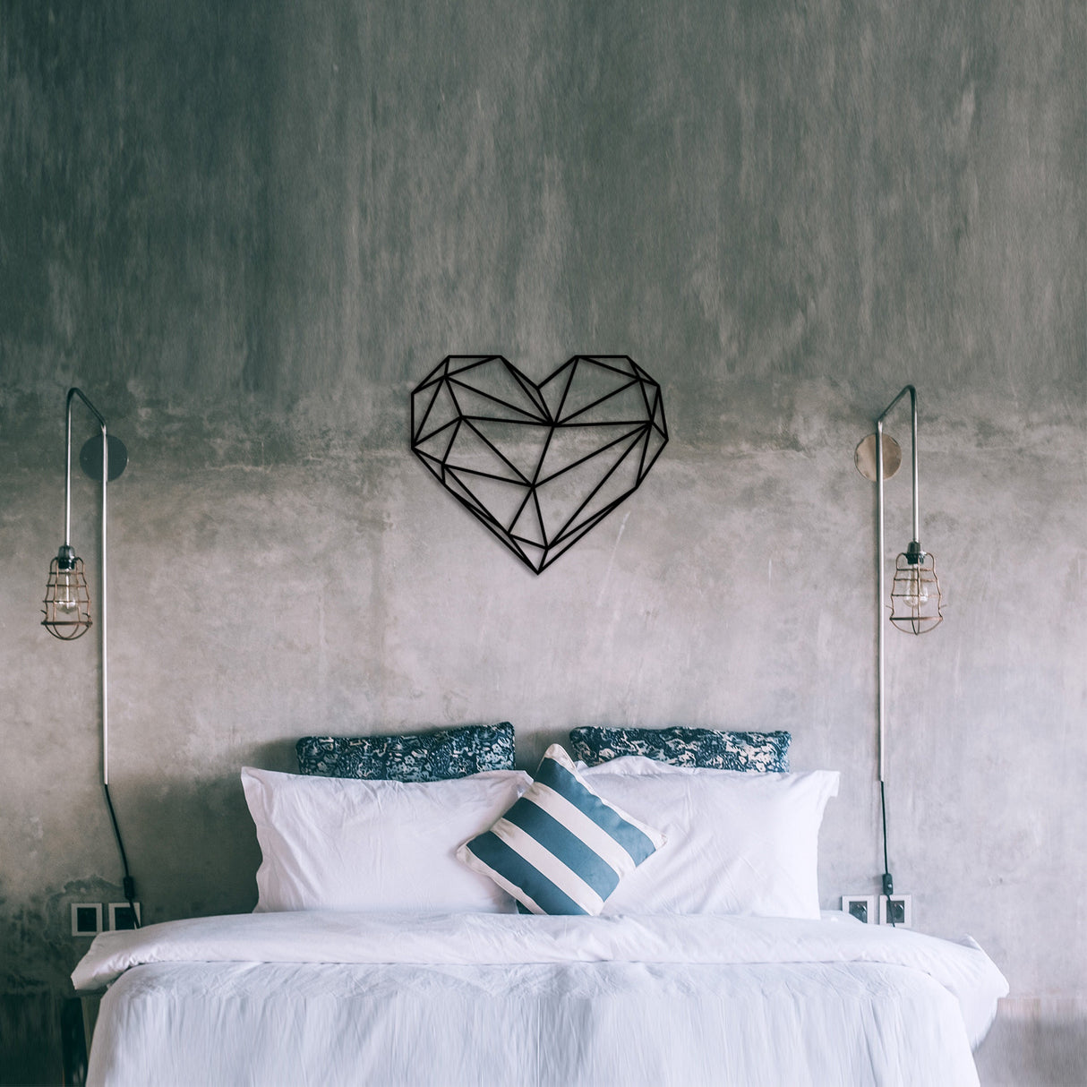 Decorațiune de perete din metal Heart Metal Decor, Negru, 47x40x0 cm