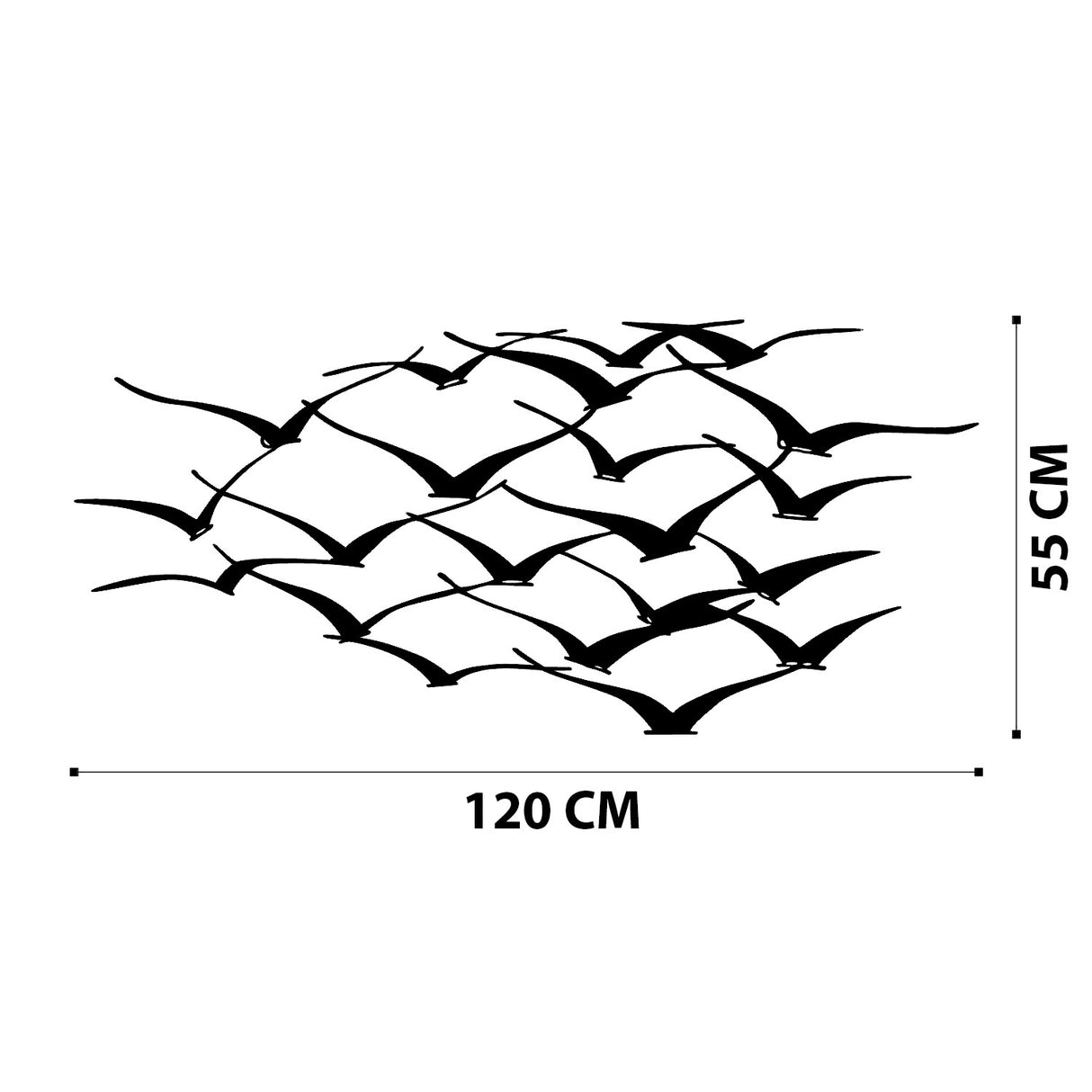 Decorațiune de perete din metal Herd Of Birds, Negru, 120x55x0 cm