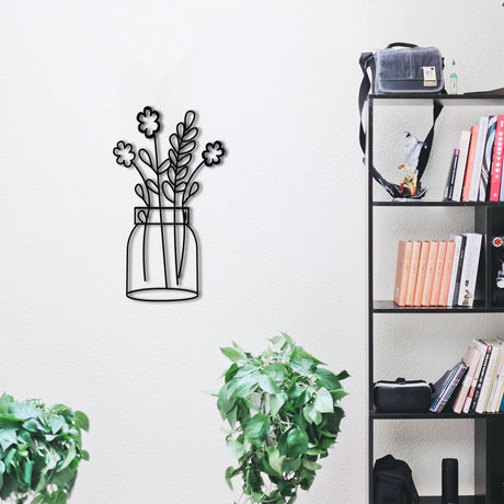 Decorațiune de perete din metal Flower 3 Metal Wall Decor, Negru, 40x70x0 cm