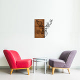 Decorațiune de perete din lemn Deer1, Negru - Nuc, 56x58x0 cm