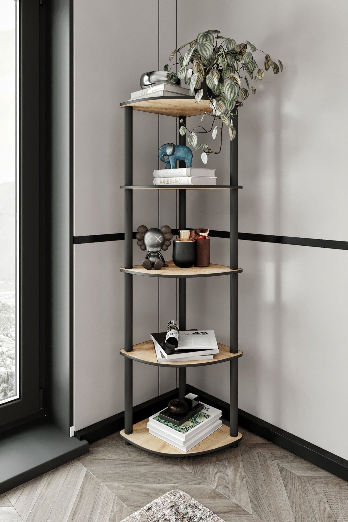 Bibliotecă de colț 5, Diverse culori, 34x34x139 cm - Stejar | SKU: 282PTR1104 | Bibliotecă de colț 5, 34x34x139 cm, varianta Stejar, produs pentru amenajarea locuinței, disponibil online în România la CasaMob