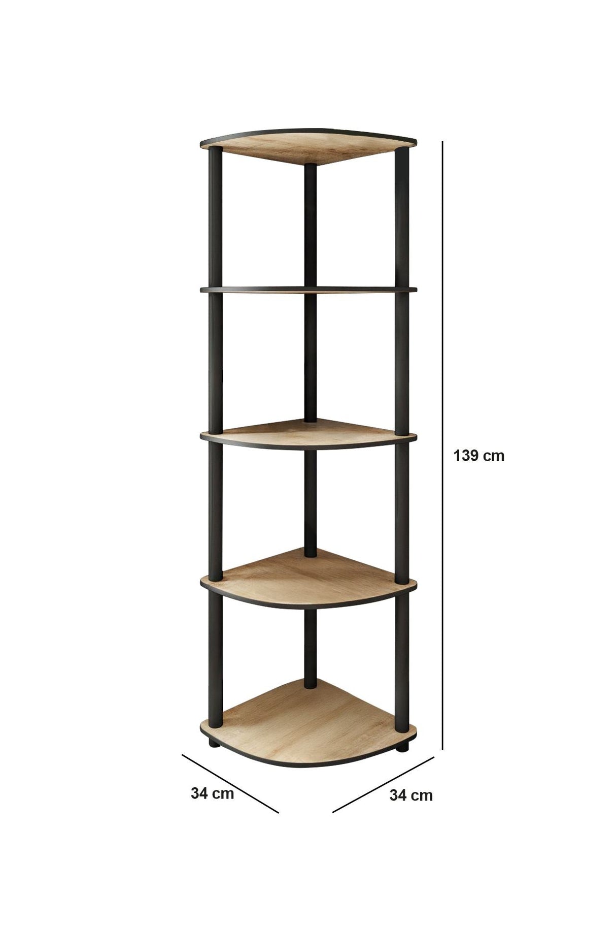 Bibliotecă de colț 5, Diverse culori, 34x34x139 cm - Stejar | SKU: 282PTR1104 | Bibliotecă de colț 5, 34x34x139 cm, varianta Stejar, produs pentru amenajarea locuinței, disponibil online în România la CasaMob