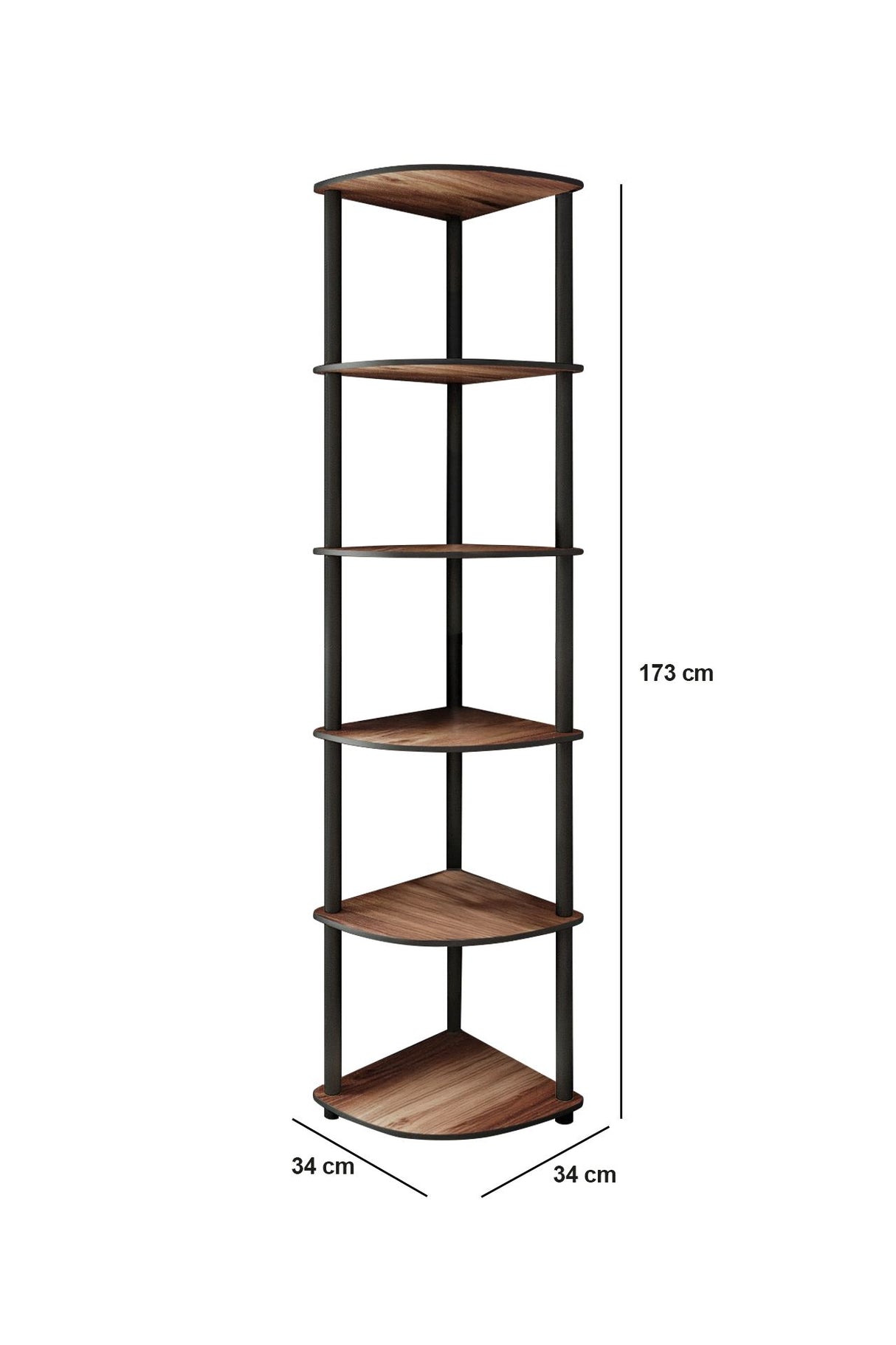Bibliotecă de colț 6, Diverse culori, 34x34x173 cm - Nuc | SKU: 282PTR1108 | Bibliotecă de colț 6, 34x34x173 cm, varianta Nuc, produs pentru amenajarea locuinței, disponibil online în România la CasaMob