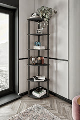 Bibliotecă de colț 6, Diverse culori, 34x34x173 cm - Negru | SKU: 282PTR1109 | Bibliotecă de colț 6, 34x34x173 cm, varianta Negru, produs pentru amenajarea locuinței, disponibil online în România la CasaMob