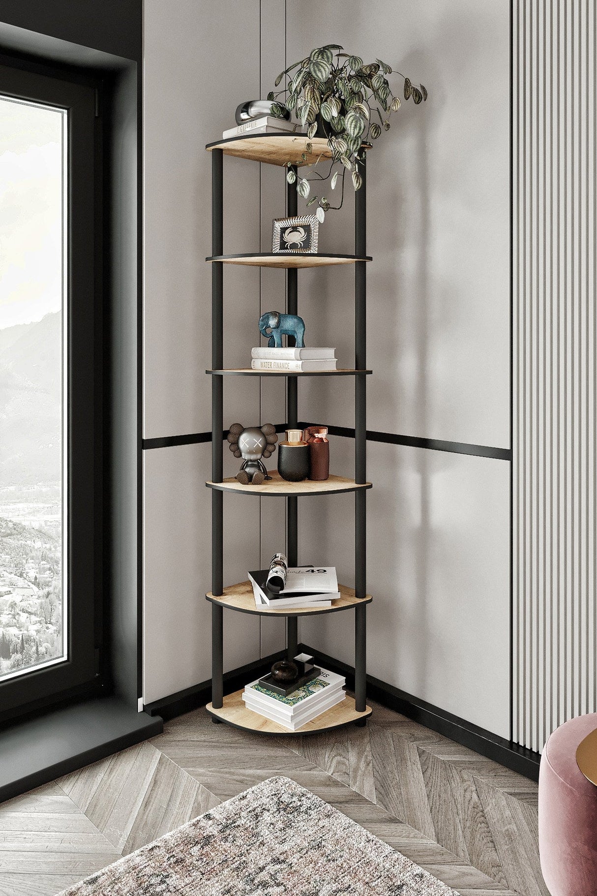 Bibliotecă de colț 6, Diverse culori, 34x34x173 cm - Stejar | SKU: 282PTR1110 | Bibliotecă de colț 6, 34x34x173 cm, varianta Stejar, produs pentru amenajarea locuinței, disponibil online în România la CasaMob