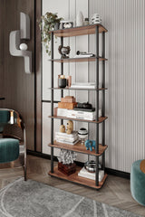 Bibliotecă 6 Rect, Diverse culori, 60x30x173 cm - Nuc | SKU: 282PTR1111 | Bibliotecă 6 Rect, 60x30x173 cm, varianta Nuc, produs pentru amenajarea locuinței, disponibil online în România la CasaMob