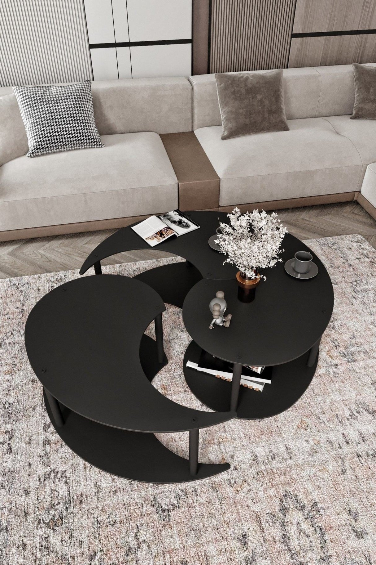Măsuță de cafea Yin Yang 3 70, Diverse culori, Ø70x38 cm - Negru | SKU: 282PTR1520 | Măsuță de cafea Yin Yang 3 70, Ø70x38 cm, varianta Negru, produs pentru amenajarea locuinței, disponibil online în România la CasaMob