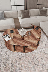 Măsuță de cafea Yin Yang 3 70, Diverse culori, Ø70x38 cm - Nuc | SKU: 282PTR1521 | Măsuță de cafea Yin Yang 3 70, Ø70x38 cm, varianta Nuc, produs pentru amenajarea locuinței, disponibil online în România la CasaMob