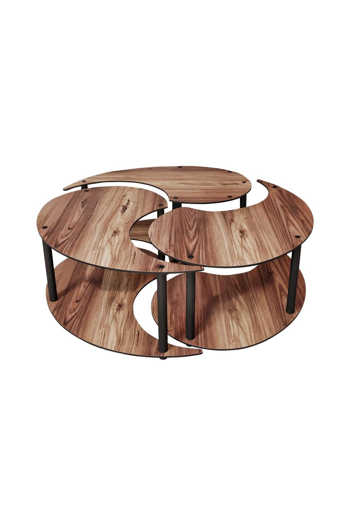 Măsuță de cafea Yin Yang 3 70, Diverse culori, Ø70x38 cm - Nuc | SKU: 282PTR1521 | Măsuță de cafea Yin Yang 3 70, Ø70x38 cm, varianta Nuc, produs pentru amenajarea locuinței, disponibil online în România la CasaMob