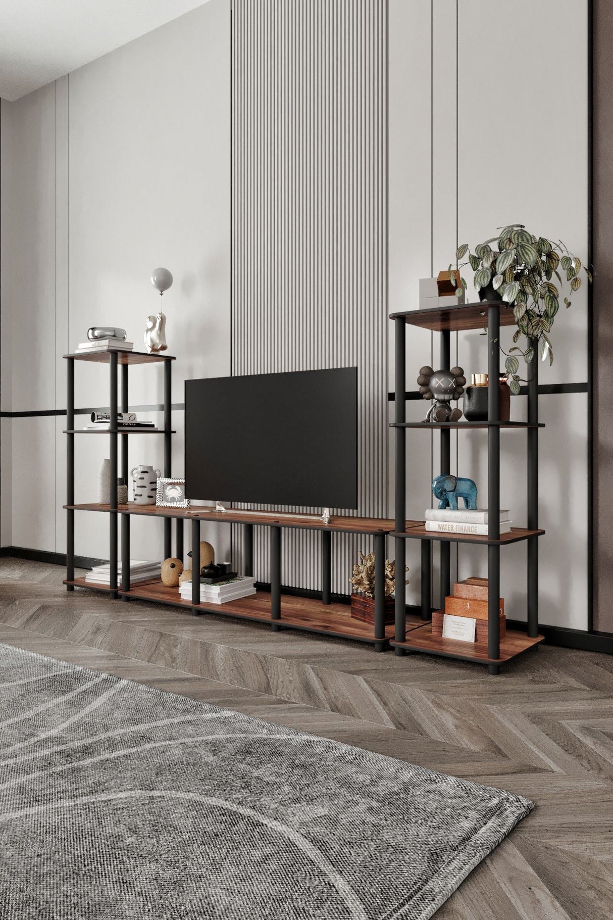 Comodă TV Grand, Diverse culori, 188x34x106 cm - Nuc | SKU: 282PTR1603 | Comodă TV Grand, 188x34x106 cm, varianta Nuc, produs pentru amenajarea locuinței, disponibil online în România la CasaMob