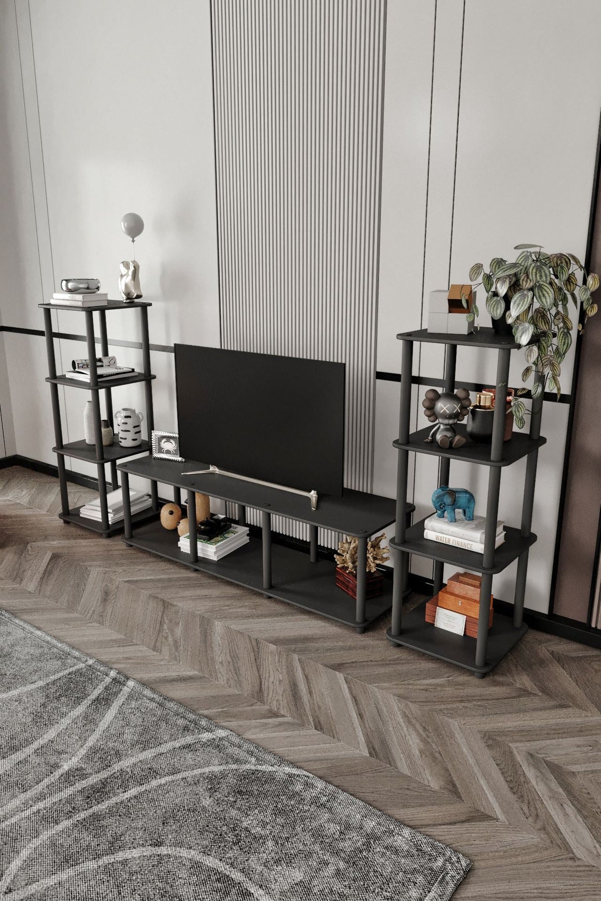 Comodă TV Grand, Diverse culori, 188x34x106 cm - Negru | SKU: 282PTR1604 | Comodă TV Grand, 188x34x106 cm, varianta Negru, produs pentru amenajarea locuinței, disponibil online în România la CasaMob