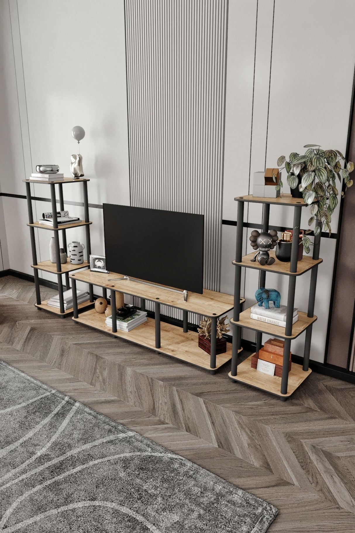 Comodă TV Grand, Diverse culori, 188x34x106 cm - Stejar | SKU: 282PTR1605 | Comodă TV Grand, 188x34x106 cm, varianta Stejar, produs pentru amenajarea locuinței, disponibil online în România la CasaMob