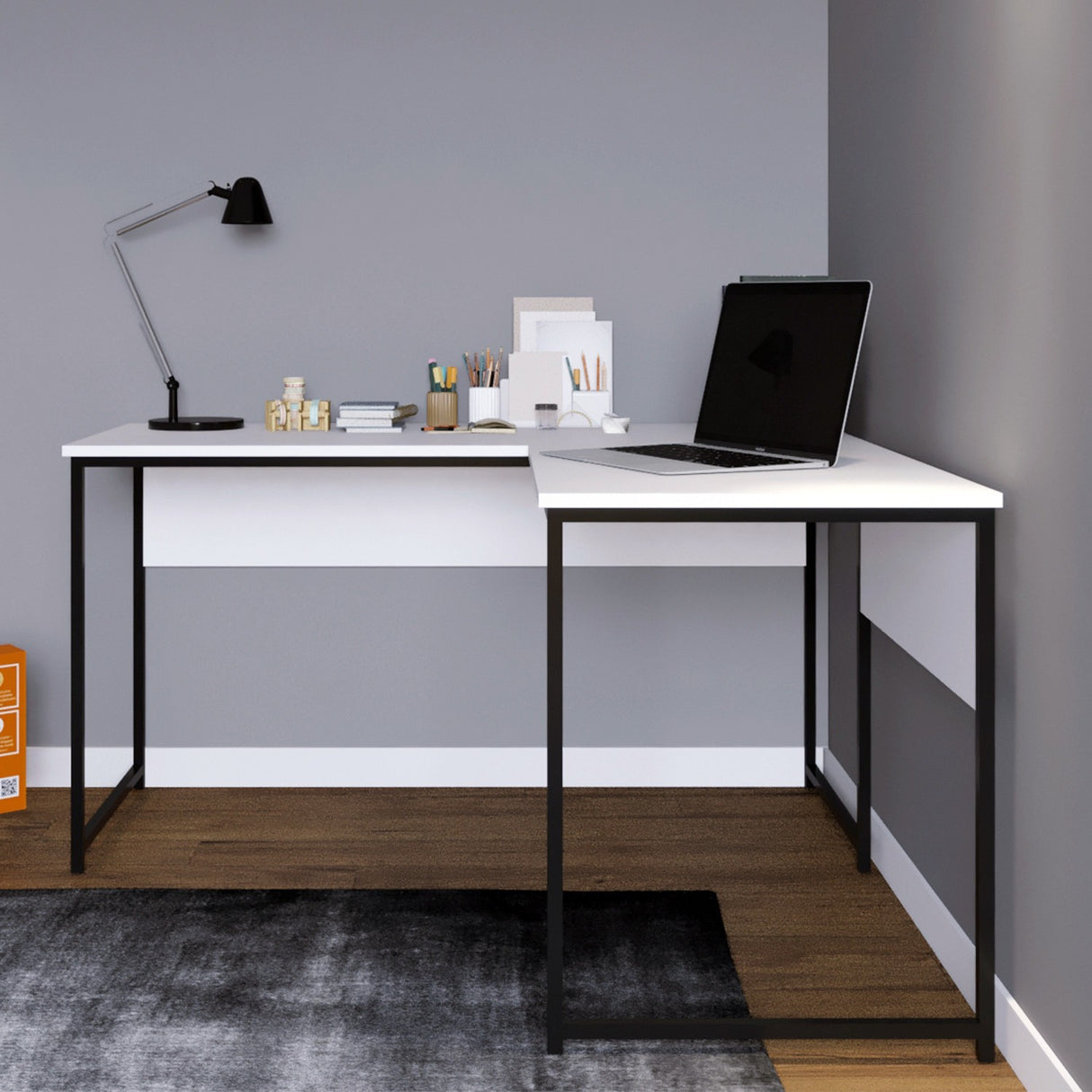 Birou L - L192, Alb, 160x60x72 cm