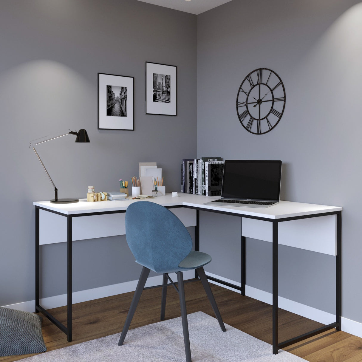 Birou L - L192, Alb, 160x60x72 cm
