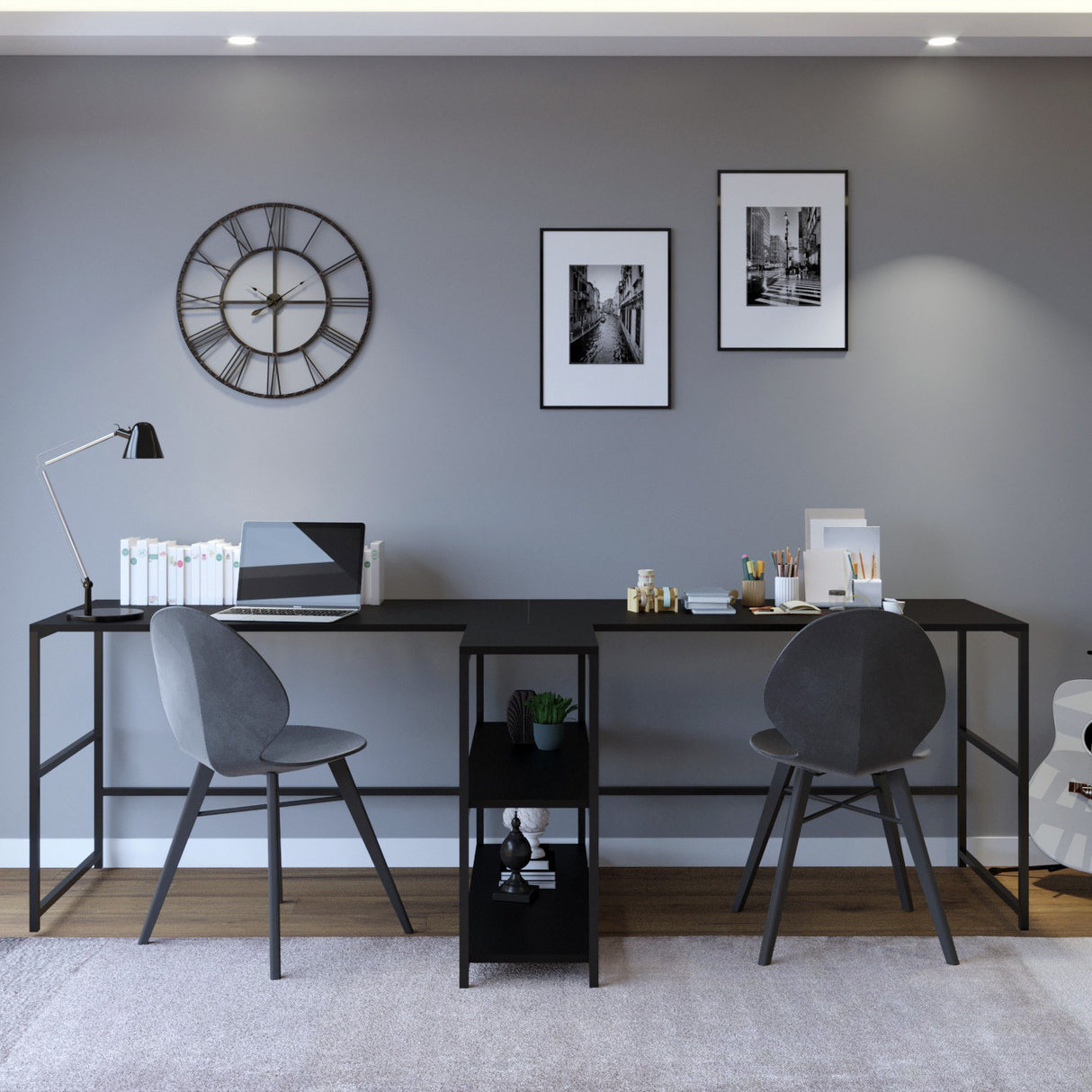 Birou L193, Negru, 240x60x72 cm
