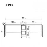 Birou L193, Negru, 240x60x72 cm