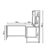 Birou L207, Negru, 154x60x72 cm