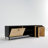Comodă TV Zigon - L501, Negru - Stejar, 180x40x55 cm