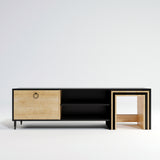 Comodă TV Zigon - L501, Negru - Stejar, 180x40x55 cm