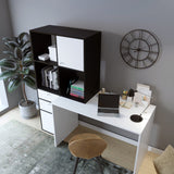 Birou Cannes - L255, Alb - Negru, 164x55x160 cm