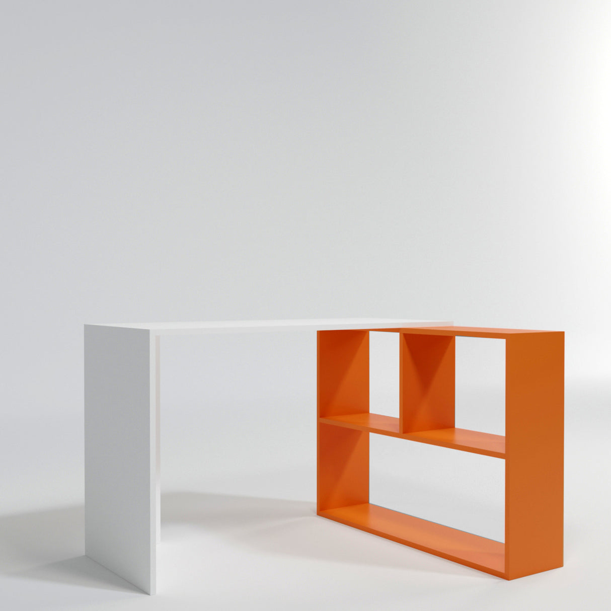 Birou Candeger - L155, Alb - Portocaliu, 120x50x75 cm