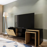 Comodă TV Zigon - L501, Negru - Stejar, 180x40x55 cm