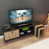 Comodă TV Zigon - L503, Stejar - Negru, 180x40x55 cm