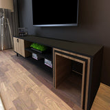 Comodă TV Zigon - L503, Stejar - Negru, 180x40x55 cm