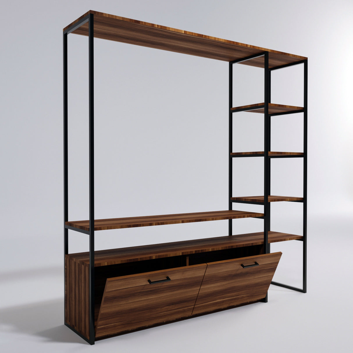 Comodă TV Nigaran - L556, Nuc, 180x40x180 cm