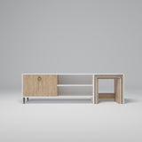 Comodă TV Tanay - L584, Stejar - Alb, 180x40x55 cm