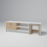Comodă TV Tanay - L584, Stejar - Alb, 180x40x55 cm