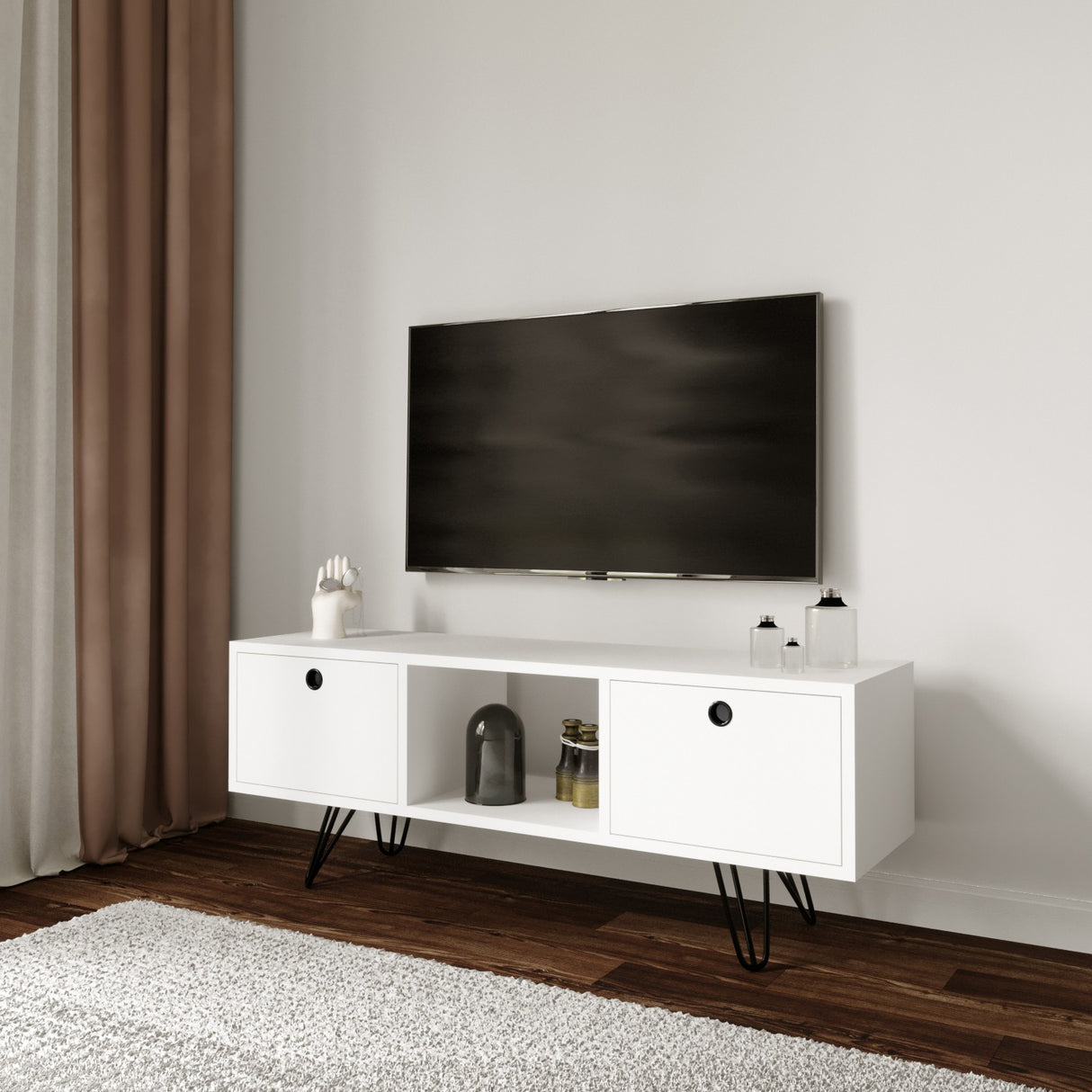 Comodă TV Yaren - L3024, Alb, 120x35x50 cm