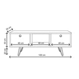 Comodă TV Yaren - L3024, Alb, 120x35x50 cm