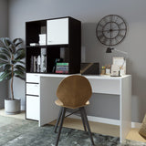 Birou Cannes - L255, Alb - Negru, 164x55x160 cm