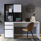 Birou Cannes - L255, Alb - Negru, 164x55x160 cm
