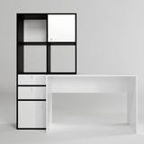 Birou Cannes - L255, Alb - Negru, 164x55x160 cm