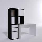 Birou Cannes - L255, Alb - Negru, 164x55x160 cm