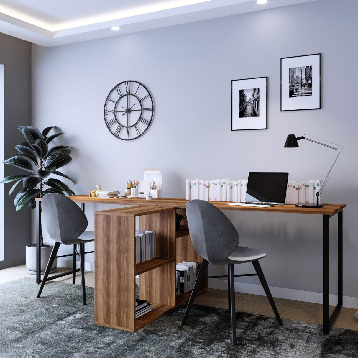 Birou London - L208, Nuc, 240x60x72 cm