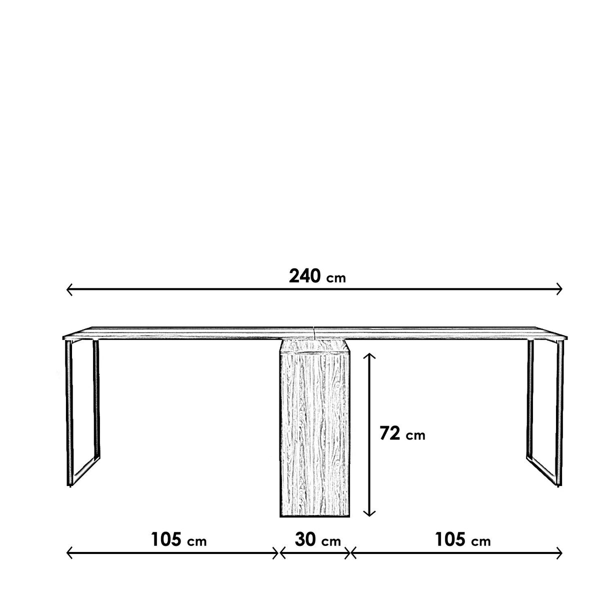Birou London - L208, Nuc, 240x60x72 cm