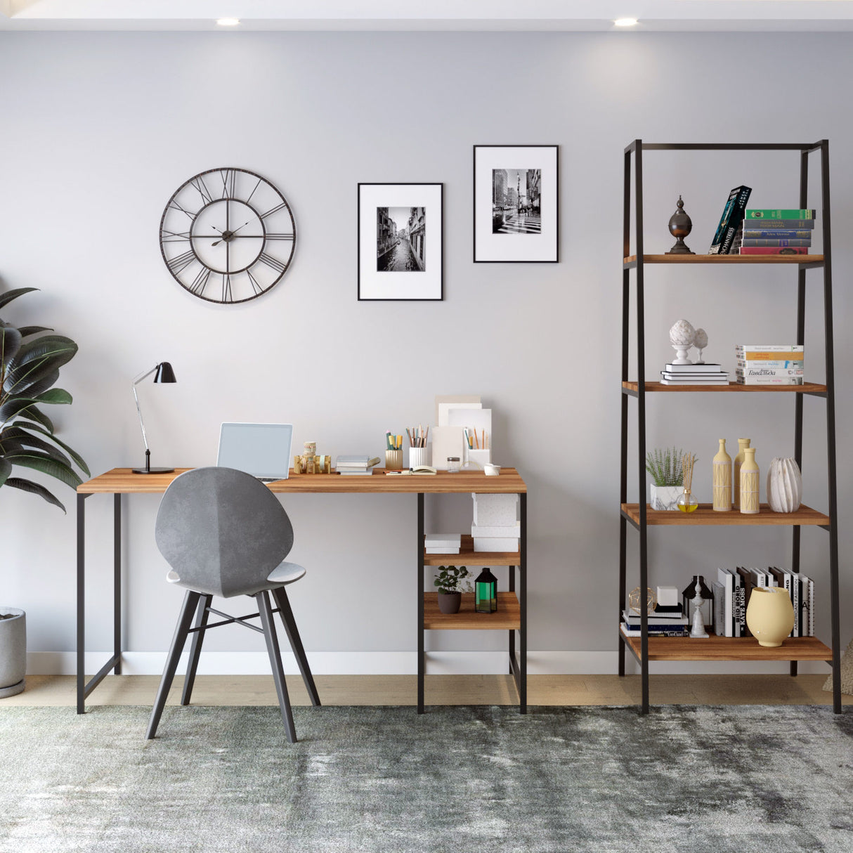Birou Dresden - L246, Nuc, 120x55x180 cm