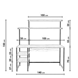 Birou Brugge - L248, Stejar - Negru, 140x55x150 cm