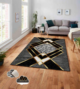 Covor de living / dormitor Elegant, Gri - Auriu