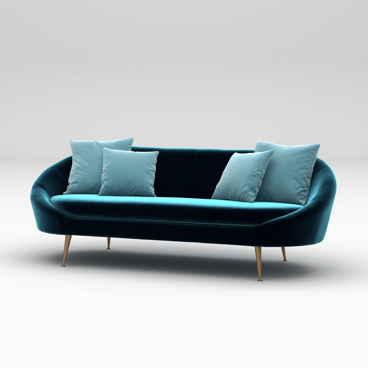 Canapea fixă 3 locuri Matilda, Petrol blue, 228x90x82 cm