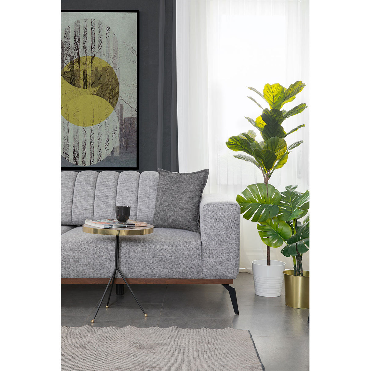Canapea extensibilă 3 locuri Paris, Gri, 220x95x65 cm