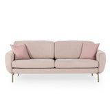 Canapea extensibilă 3 locuri Mint, Pudră, 230x95x82 cm