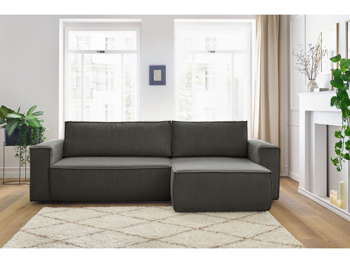 Canapea extensibilă cu depozitare Capri, Colț, Reversibilă, Diverse culori, 275x145x85 cm - Gri închis | SKU: 2SBD/FJ019 | Canapea extensibilă cu depozitare Capri, Colț, Reversibilă, 275x145x85 cm, varianta Gri închis, produs pentru amenajarea locuinței, disponibil online în România la CasaMob