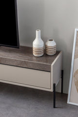 Comodă TV Beskar, Sandstone - Negru, 177x33x47 cm