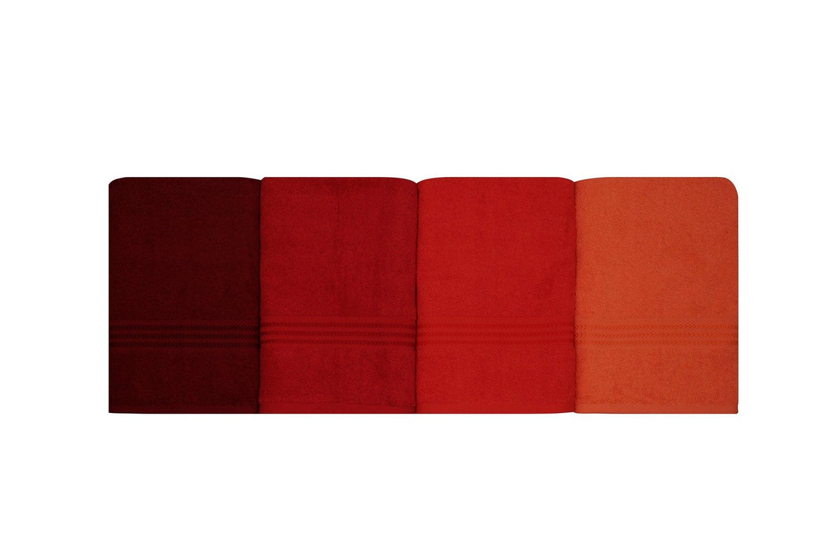 Prosop de baie Rainbow, Diverse culori, Diverse configurații, Diverse dimensiuni - Portocaliu pal - Portocaliu - Roșu - Fucsia - 70x140 cm - 4 bucăți | SKU: 317HBY1413 | Prosop de baie Rainbow, varianta Portocaliu pal - Portocaliu - Roșu - Fucsia - 70x140 cm - 4 bucăți, produs pentru amenajarea locuinței, disponibil online în România la CasaMob